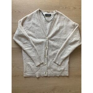 Naadam Womens 100% Cashmere Oversized V-Neck‎ Cardigan Sweater Oatmeal Beige S
